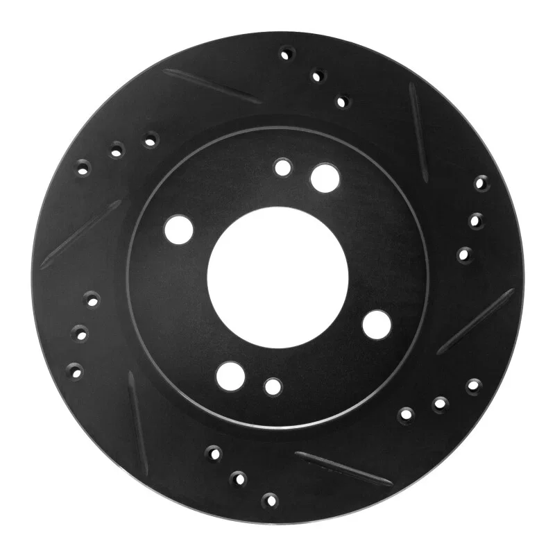R1 Concepts 633-72045R, R1 14-15 Mitsubishi Mirage Front Right Drilled & Slotted Black Brake Rotor