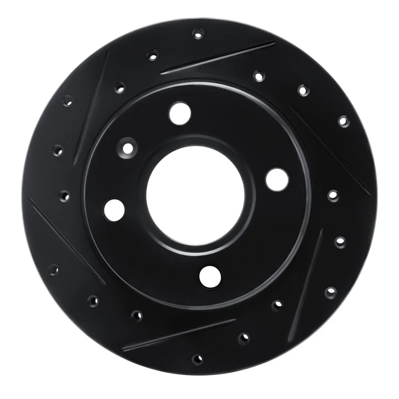 R1 Concepts 633-92005L, R1 96-15 Ford Fiesta (Mexico) Front Left Drilled & Slotted Black Brake Rotor