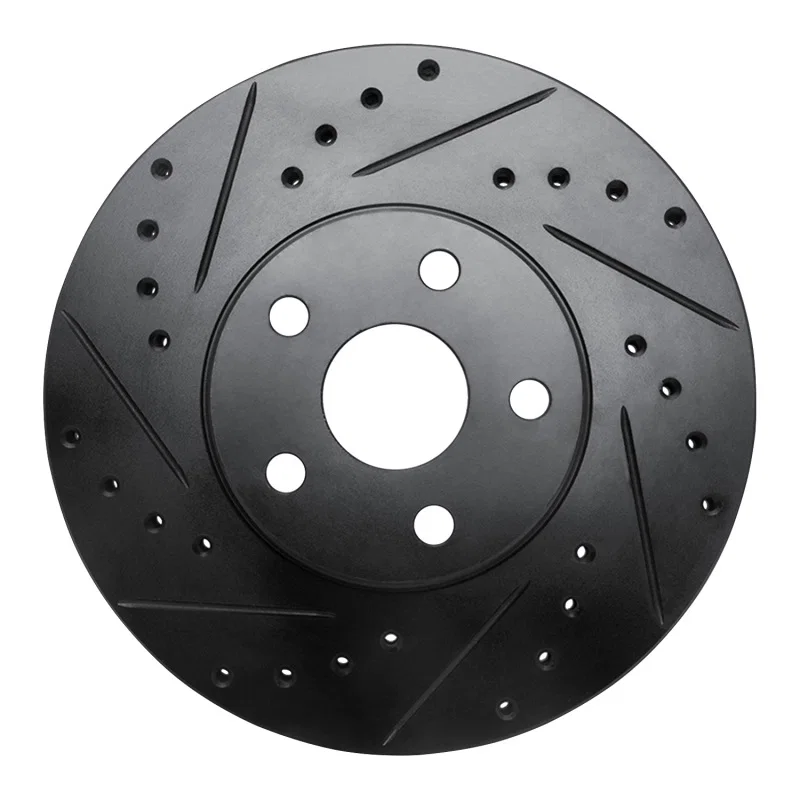 R1 Concepts 633-76042L, R1 87-91 Lexus ES250 Front Left Drilled & Slotted Black Brake Rotor