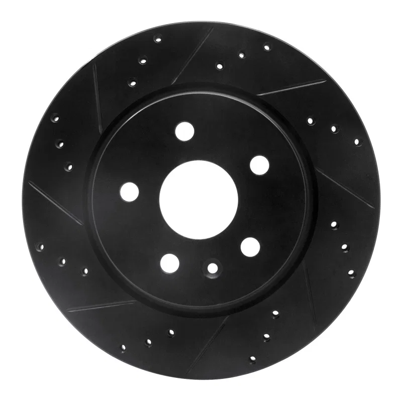R1 Concepts 633-65024L, R1 10-25 Buick Allure Rear Left Drilled & Slotted Black Brake Rotor