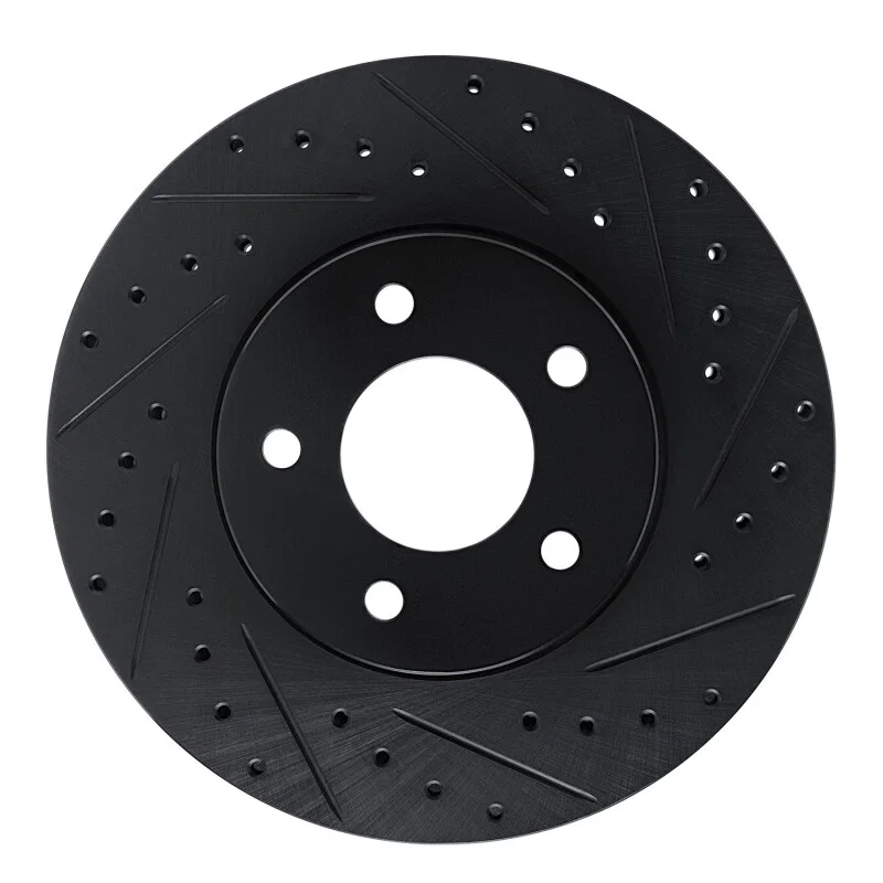R1 Concepts 633-47067R, R1 01-07 Buick Rendezvous Front Right Drilled & Slotted Black Brake Rotor