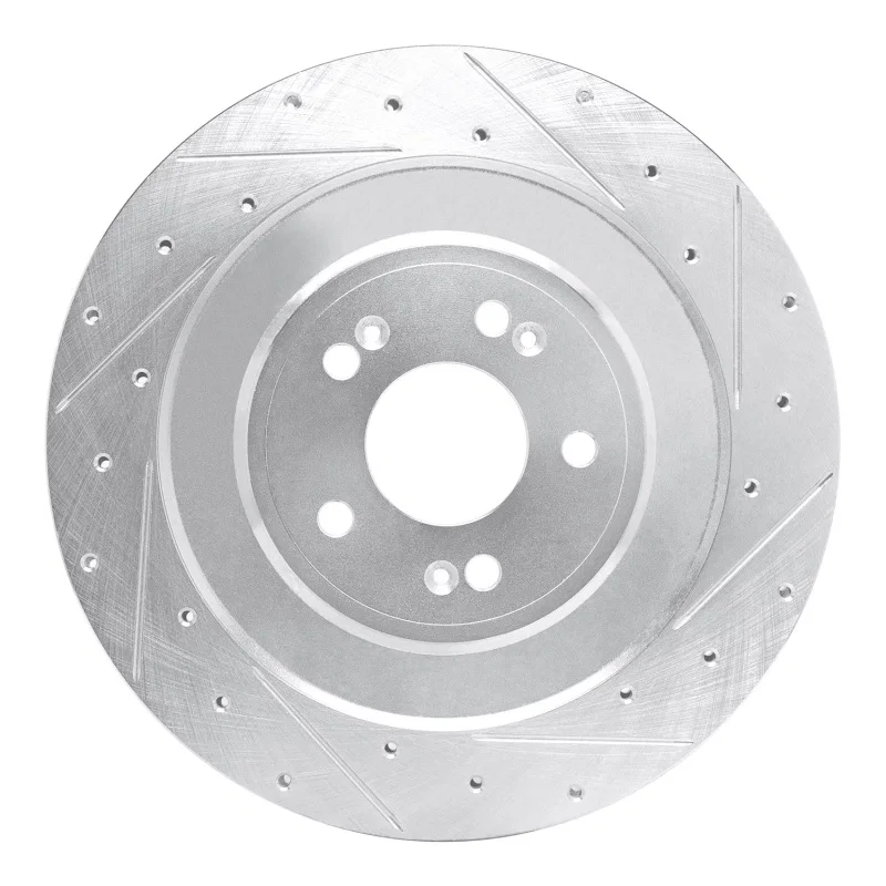 R1 Concepts 631-10007R, R1 21-26 Genesis G80 Rear Right Drilled & Slotted Silver Brake Rotor