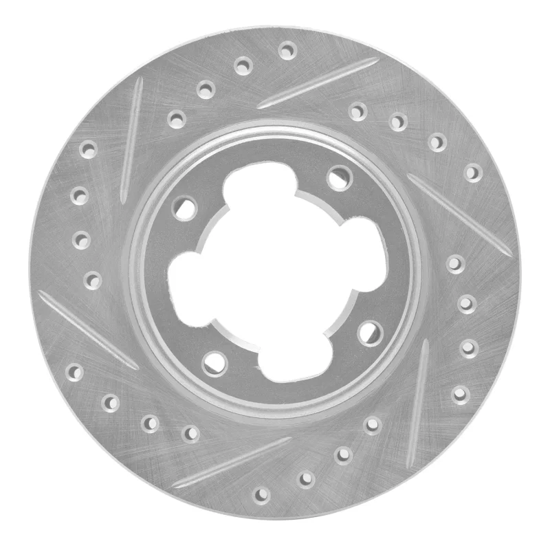 R1 Concepts 631-13002L, R1 87-94 Subaru Justy Front Left Drilled & Slotted Silver Brake Rotor