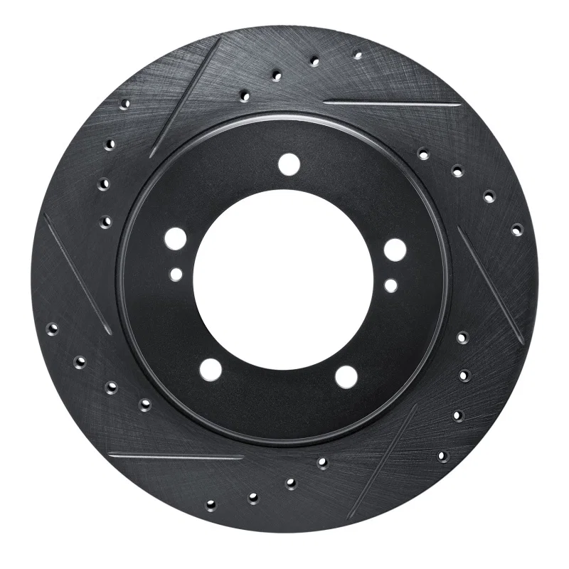 R1 Concepts 633-01013L, R1 99-08 Chevrolet Tracker Front Left Drilled & Slotted Black Brake Rotor