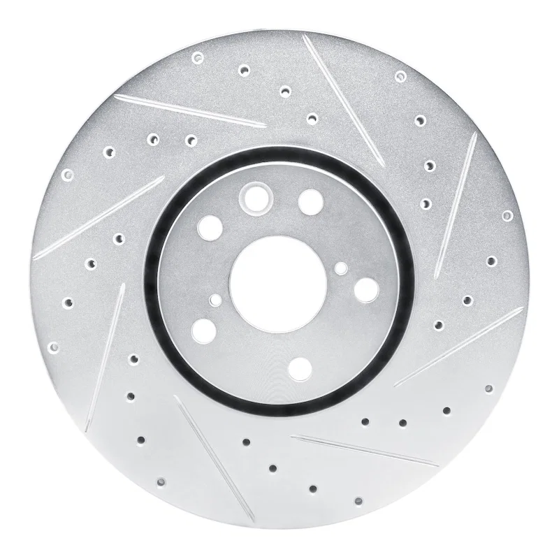 R1 Concepts 631-40129D, R1 21-23 Dodge Charger Right Front Drilled & Slotted Silver Brake Rotor