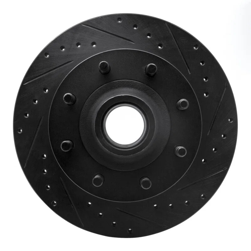 R1 Concepts 633-54135R, R1 95-04 Ford E-350 Econoline Front Right Drilled & Slotted Black Brake Rotor