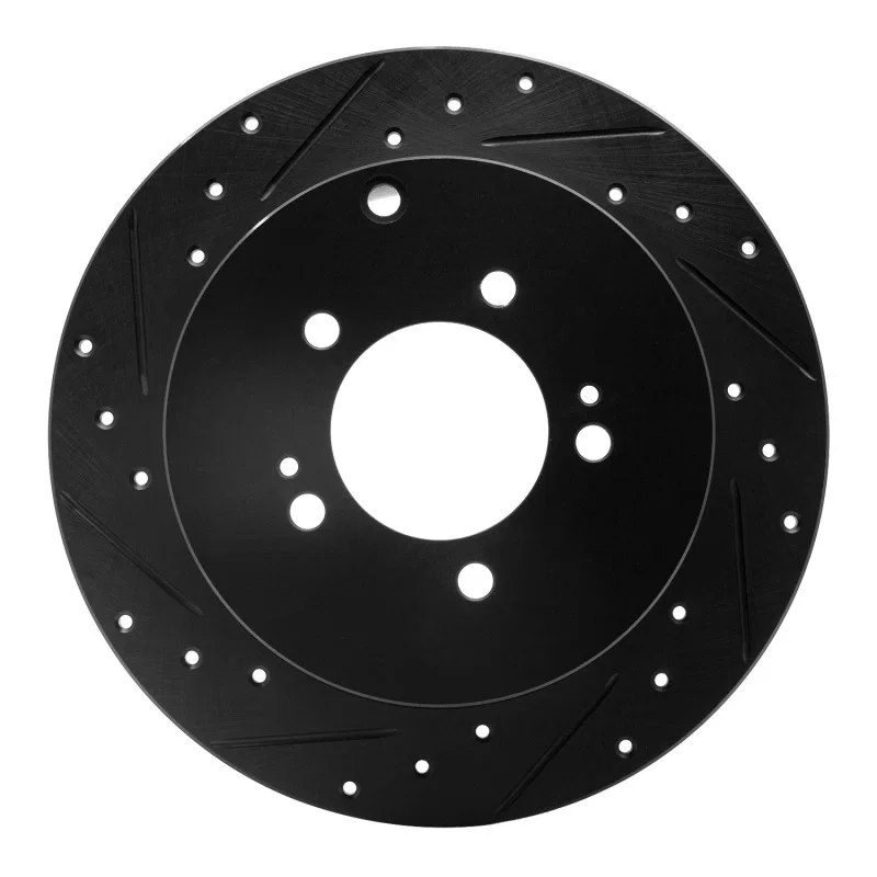 R1 Concepts 633-72062L, R1 07-15 Mitsubishi Outlander Rear Left Drilled & Slotted Black Brake Rotor