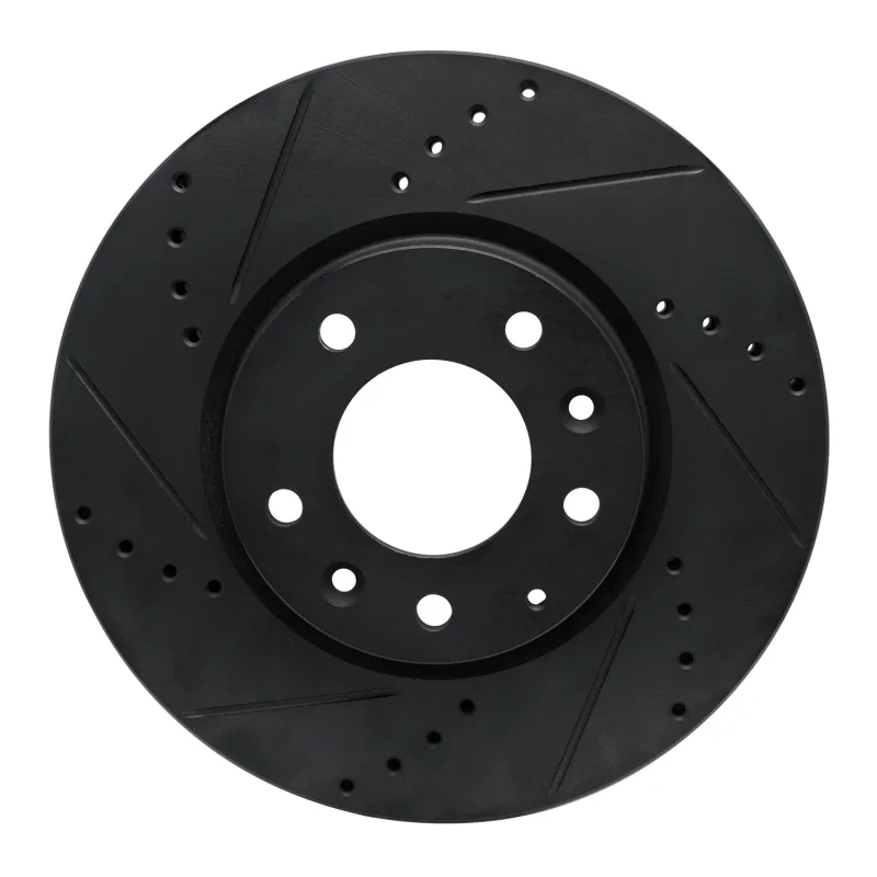 R1 Concepts 633-80066L, R1 07-12 Mazda CX-7 Front Left Drilled & Slotted Black Brake Rotor