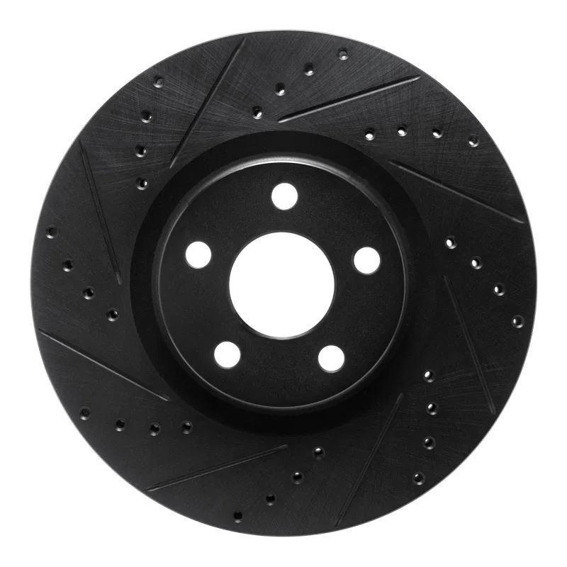 R1 Concepts 633-54095L, R1 15-20 Ford Edge Front Left Drilled & Slotted Black Brake Rotor