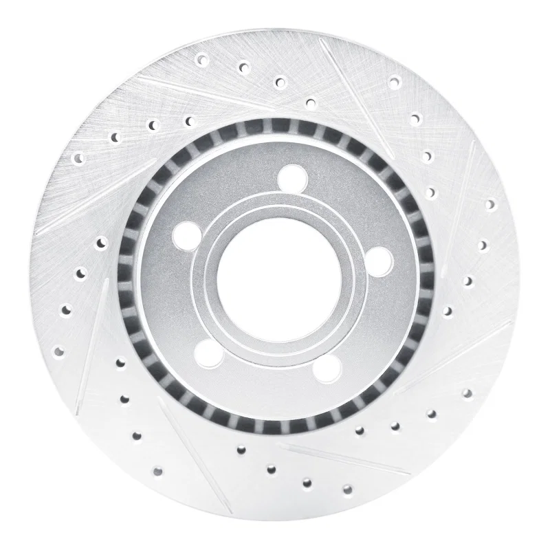 R1 Concepts 631-73004R, R1 80-86 Audi 5000S Front Right Drilled & Slotted Silver Brake Rotor