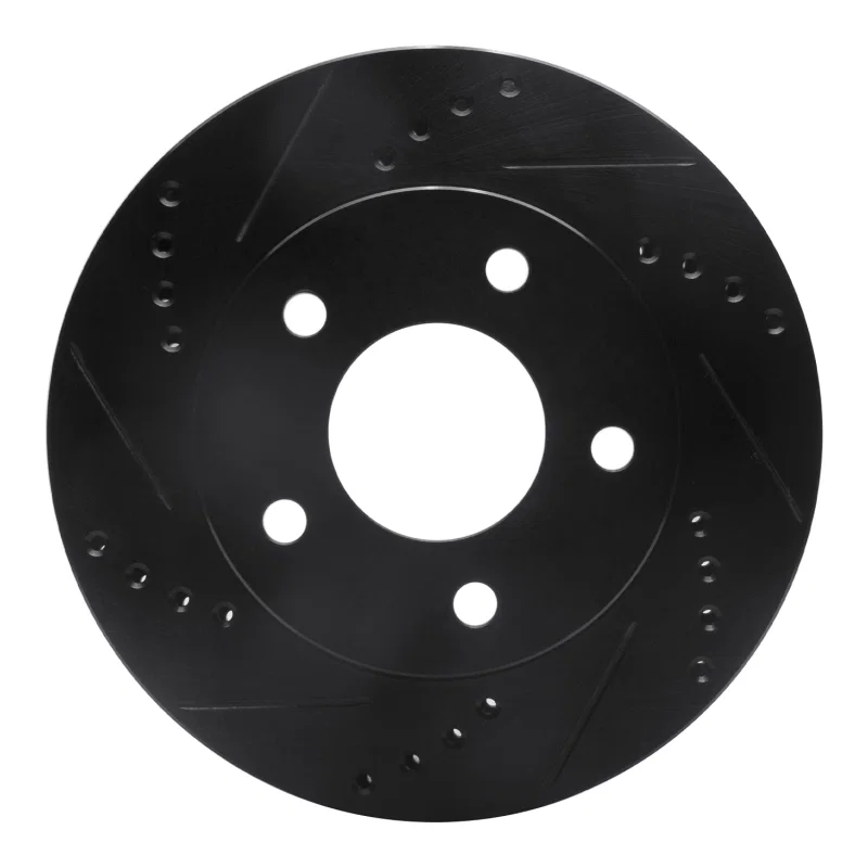 R1 Concepts 633-45003L, R1 83-96 Buick Riviera Front Left Drilled & Slotted Black Brake Rotor