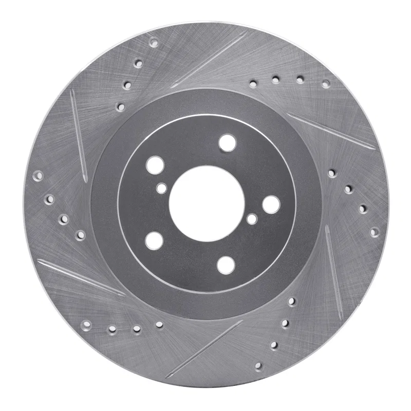R1 Concepts 631-13033L, R1 01-08 Saab 9-2X Front Left Drilled & Slotted Silver Brake Rotor