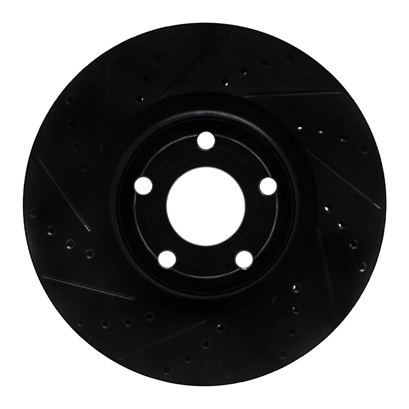 R1 Concepts 633-54281L, R1 20-25 Ford BRONCO Sport Front Left Drilled & Slotted Black Brake Rotor