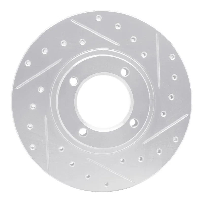 R1 Concepts 631-76103R, R1 86-89 Toyota Van Wagon Front Right Drilled & Slotted Silver Brake Rotor