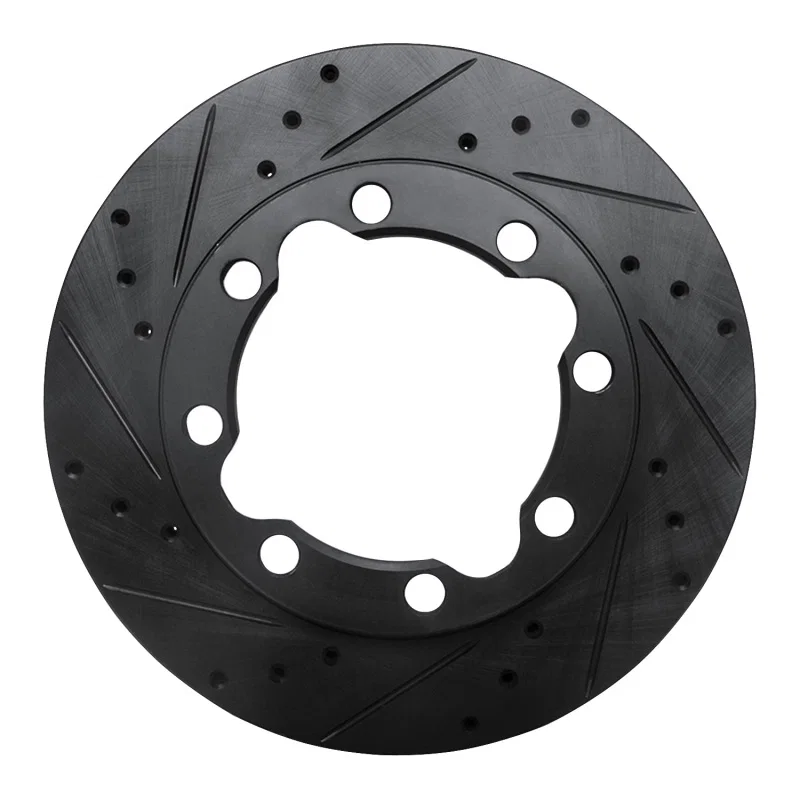 R1 Concepts 633-40045L, R1 88-00 Chevrolet K2500 Front Left Drilled & Slotted Black Brake Rotor