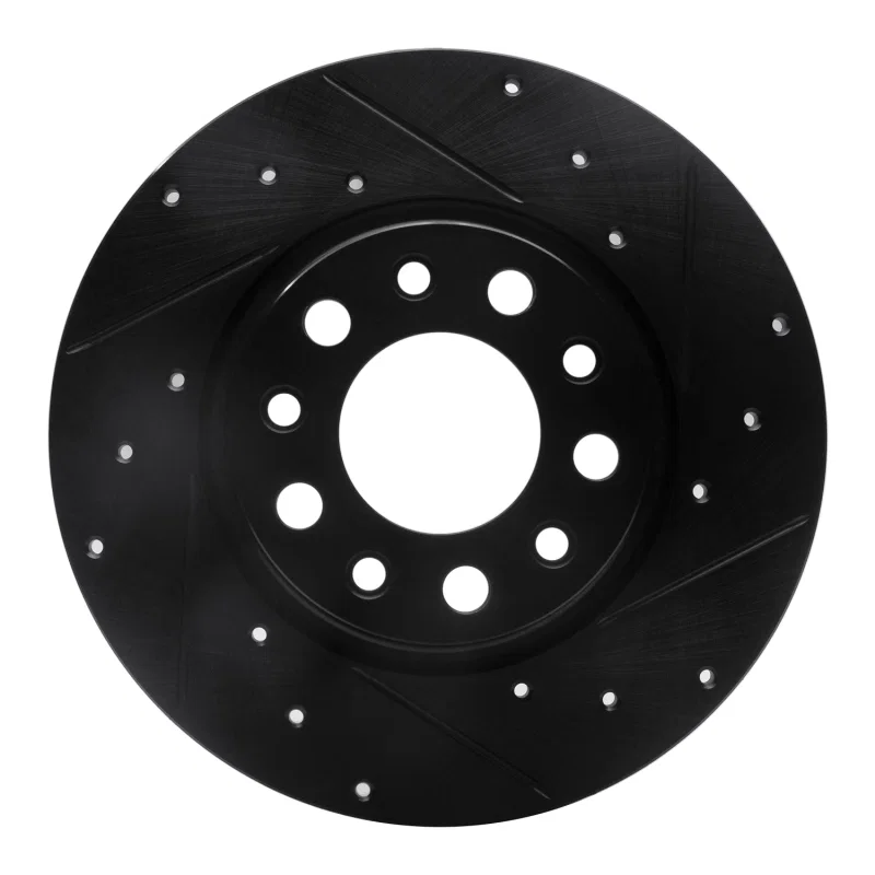 R1 Concepts 633-42012R, R1 2014-2022 Chrysler 200 Rear Right Drilled & Slotted Black Brake Rotor