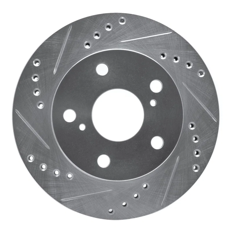 R1 Concepts 631-76108L, R1 91-94 Toyota Previa Front Left Drilled & Slotted Silver Brake Rotor