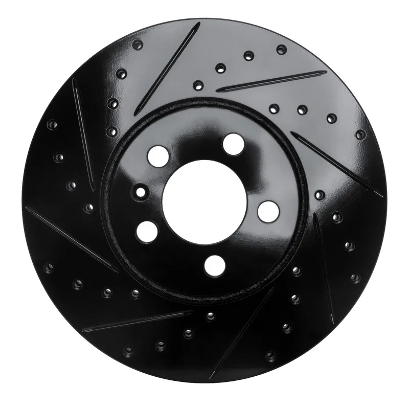 R1 Concepts 633-74020L, R1 98-18 Audi A1 (Mexico) Front Left Drilled & Slotted Black Brake Rotor