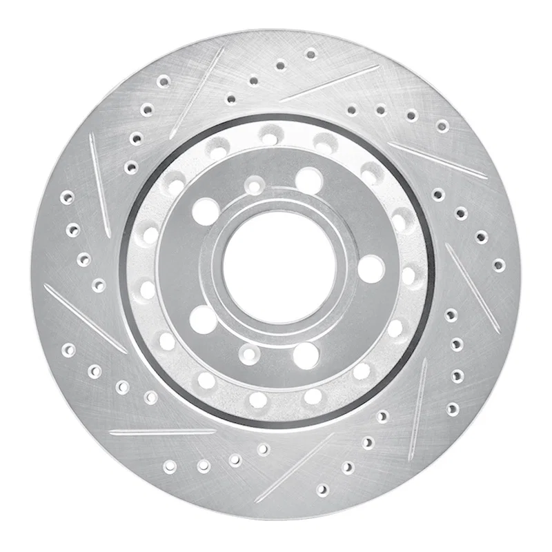 R1 Concepts 631-73040L, R1 04-10 Audi A8 Rear Left Drilled & Slotted Silver Brake Rotor