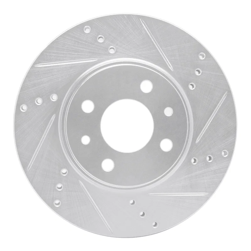 R1 Concepts 631-07002R, R1 09-19 Dodge Vision (Mexico) Front Right Drilled & Slotted Silver Brake Rotor for Fiat 500