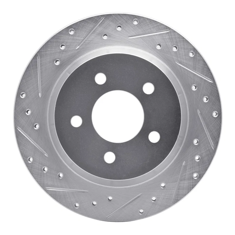 R1 Concepts 631-75017L, R1 07-23 Lexus LS460 Front Left Drilled & Slotted Silver Brake Rotor