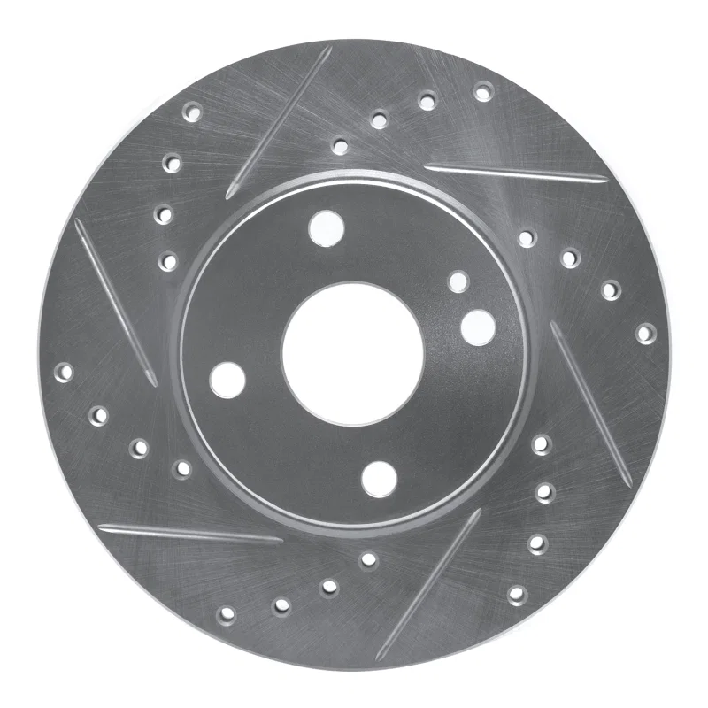 R1 Concepts 631-80030L, R1 94-02 Mazda Miata Front Left Drilled & Slotted Silver Brake Rotor