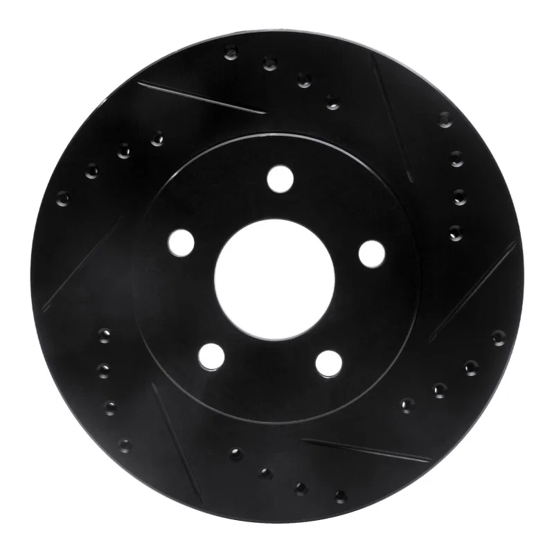 R1 Concepts 633-54027R, R1 89-90 Ford Thunderbird Front Right Drilled & Slotted Black Brake Rotor