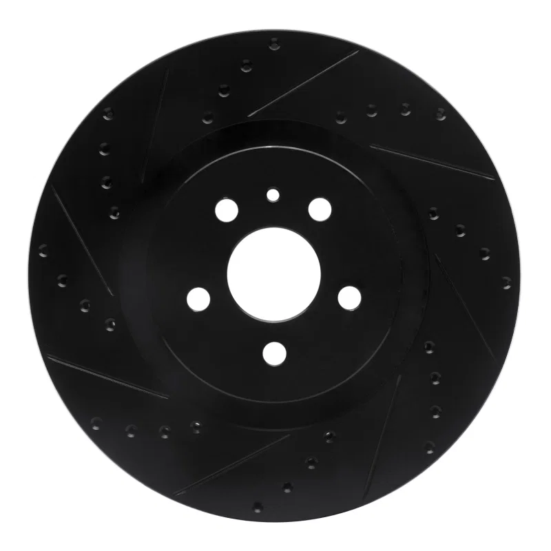 R1 Concepts 633-55006L, R1 15-21 Ford Edge Front Left Drilled & Slotted Black Brake Rotor