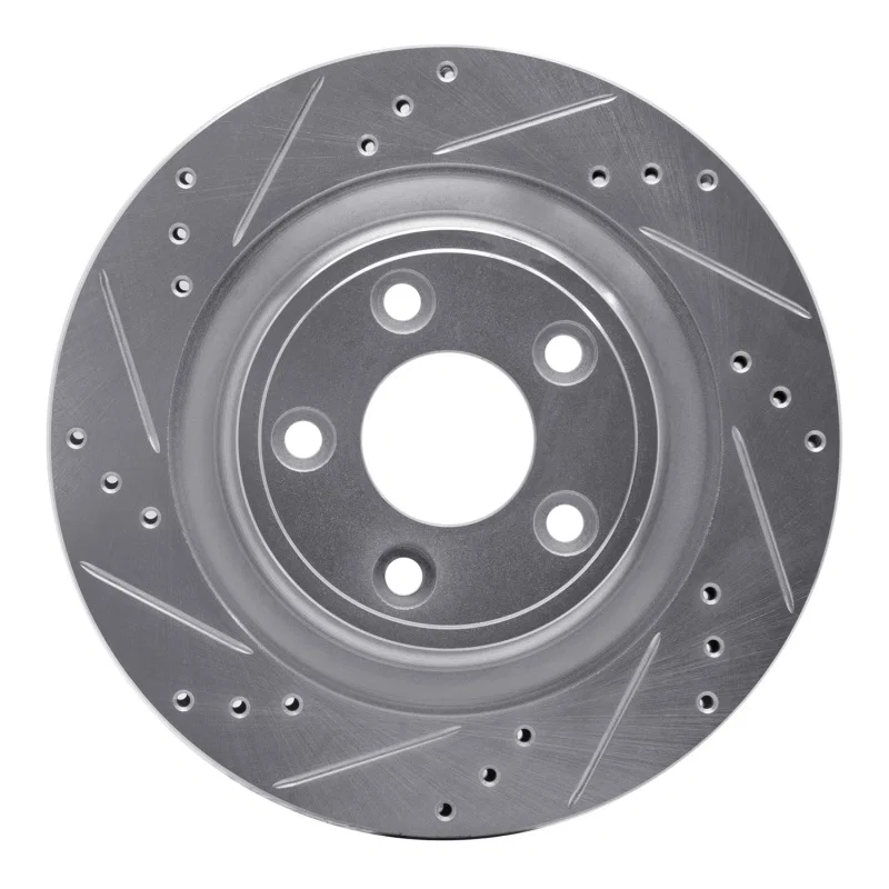 R1 Concepts 631-20029L, R1 06-08 Jaguar S-Type Rear Left Drilled & Slotted Silver Brake Rotor