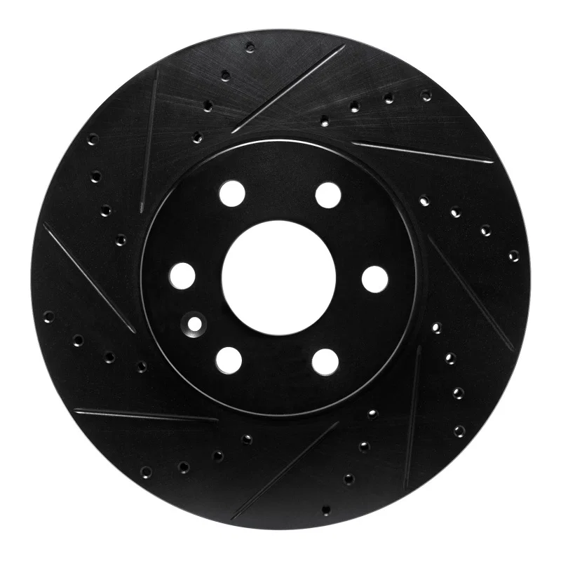 R1 Concepts 633-47087L, R1 21-22 Chevrolet Colorado Front Left Drilled & Slotted Black Brake Rotor