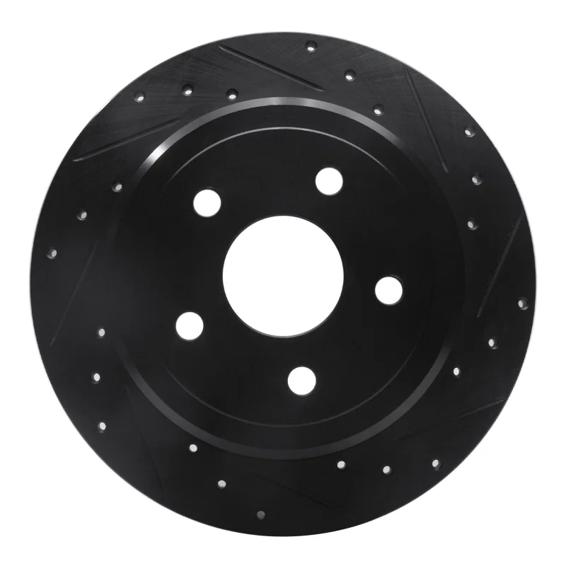 R1 Concepts 633-42001R, R1 05-10 Jeep Commander Rear Right Drilled & Slotted Black Brake Rotor