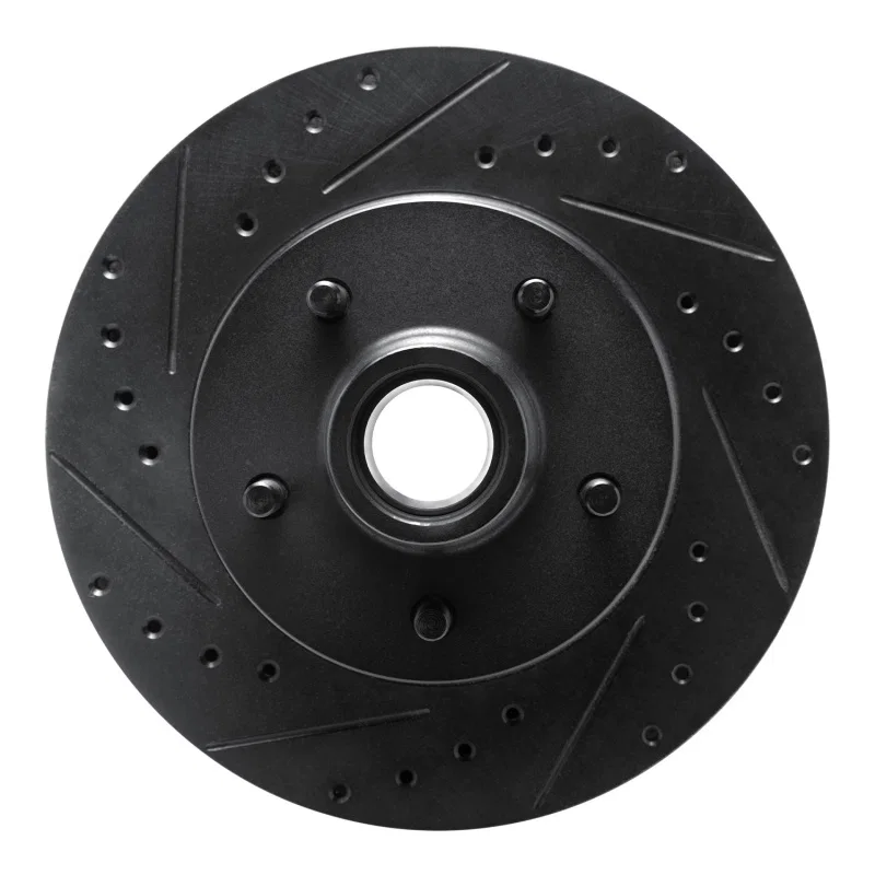 R1 Concepts 633-48024L, R1 93-95 Chevrolet G20 Front Left Drilled & Slotted Black Brake Rotor