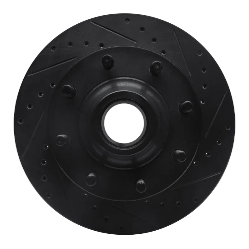 R1 Concepts 633-54106R, R1 80-85 Ford E-250 Econoline Club Wagon Front Right Drilled & Slotted Black Brake Rotor