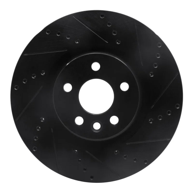 R1 Concepts 633-11025R, R1 15-19 Jaguar E-Pace Front Right Drilled & Slotted Black Brake Rotor