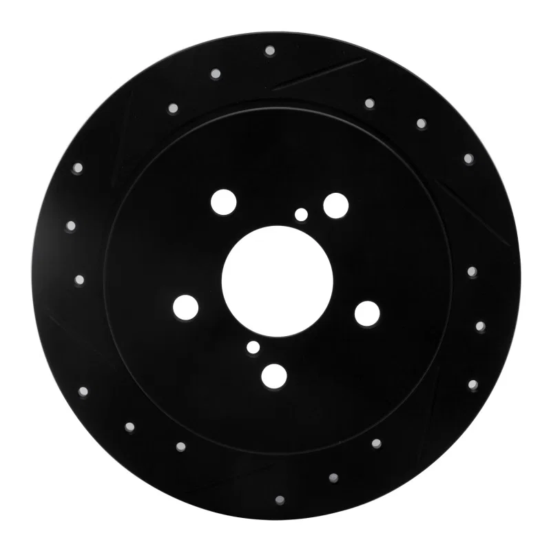 R1 Concepts 633-13020L, R1 05-09 Subaru Legacy Rear Left Drilled & Slotted Black Brake Rotor