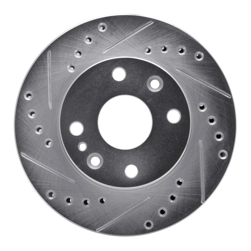 R1 Concepts 631-54004L, R1 94-97 Ford ASPIRE Front Left Drilled & Slotted Silver Brake Rotor