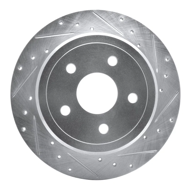 R1 Concepts 631-42001R, R1 05-10 Jeep Commander Rear Right Drilled & Slotted Silver Brake Rotor