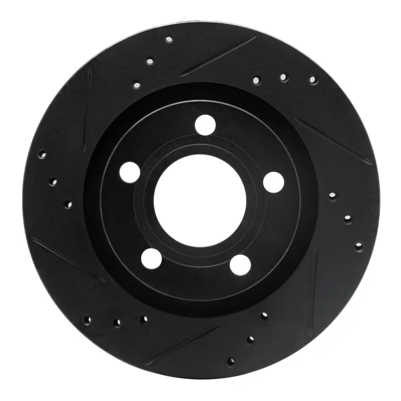 R1 Concepts 633-73020L, R1 00-03 Audi A8 Rear Left Drilled & Slotted Black Brake Rotor