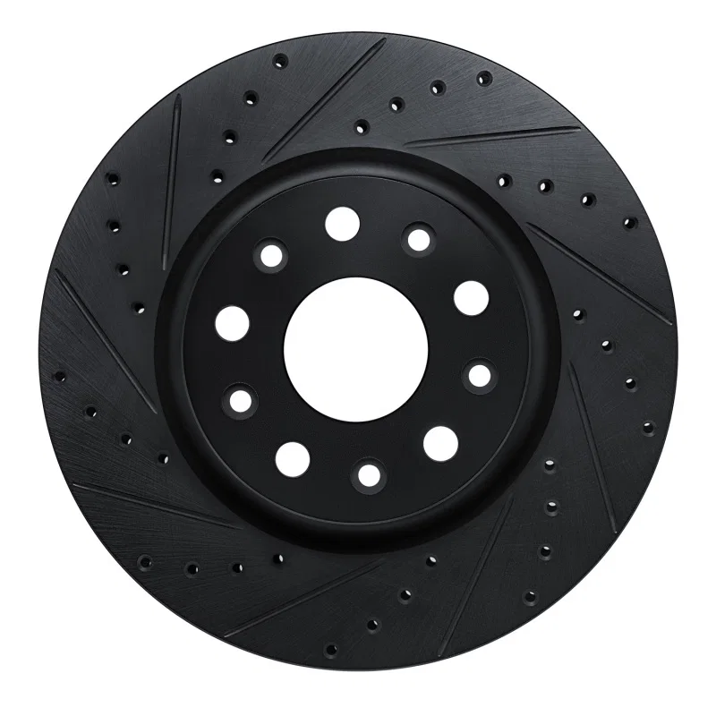 R1 Concepts 633-42039L, R1 18-25 Jeep Wrangler Front Left Drilled & Slotted Black Brake Rotor