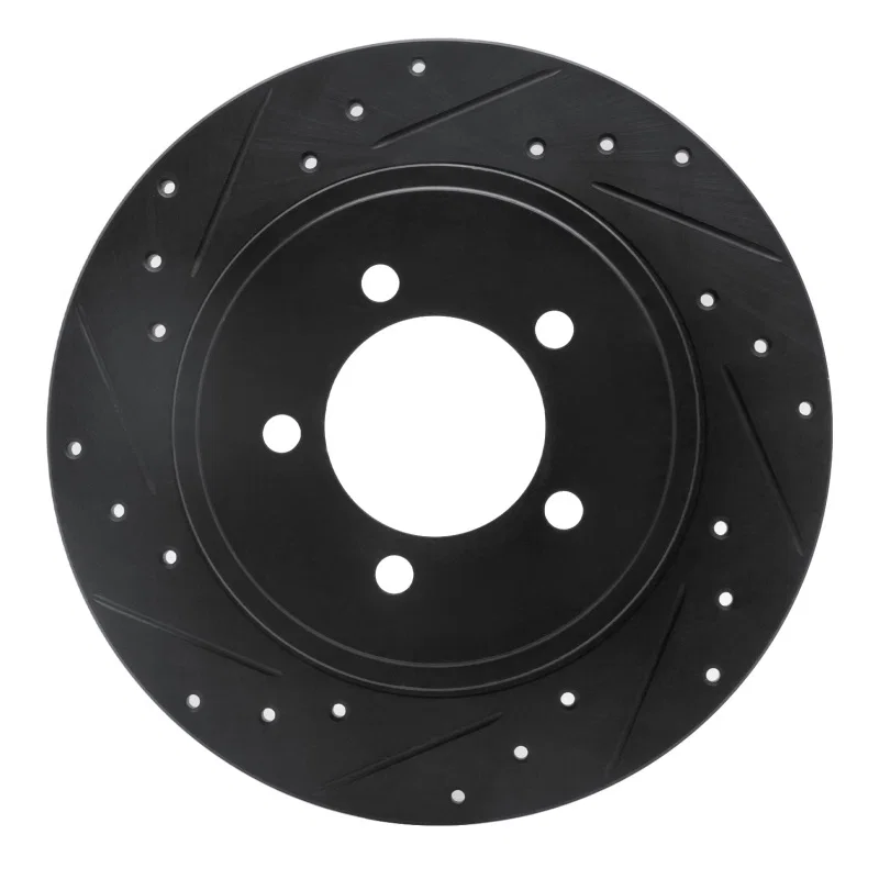 R1 Concepts 633-54178L, R1 02-10 Ford Explorer Rear Left Drilled & Slotted Black Brake Rotor