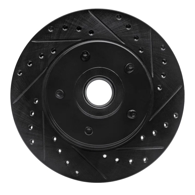 R1 Concepts 633-54014R, R1 74-80 Ford Granada Front Right Drilled & Slotted Black Brake Rotor