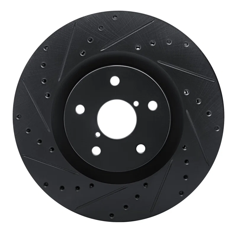 R1 Concepts 633-13043L, R1 -23 Subaru Ascent Front Left Drilled & Slotted Black Brake Rotor