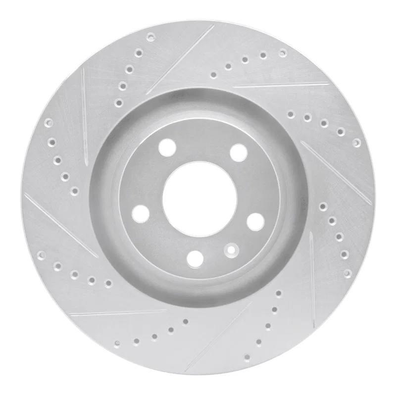 R1 Concepts 631-73038L, R1 05-11 Audi A6 Quattro Front Left Drilled & Slotted Silver Brake Rotor