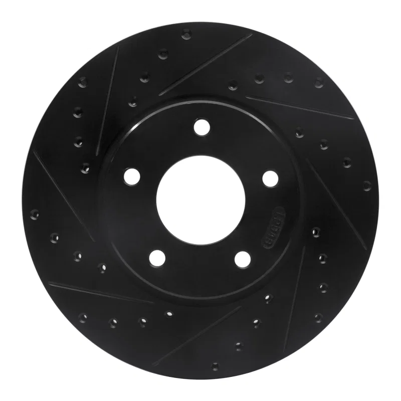 R1 Concepts 633-20010L, R1 97-03 Jaguar XJR Front Left Drilled & Slotted Black Brake Rotor
