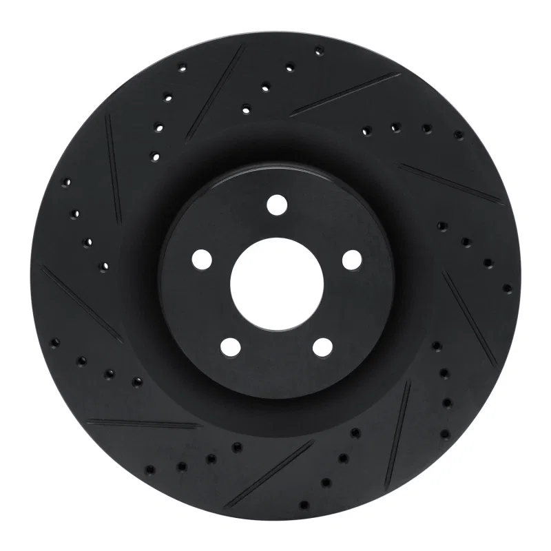 R1 Concepts 633-54261L, R1 16-18 Ford Focus Front Left Drilled & Slotted Black Brake Rotor