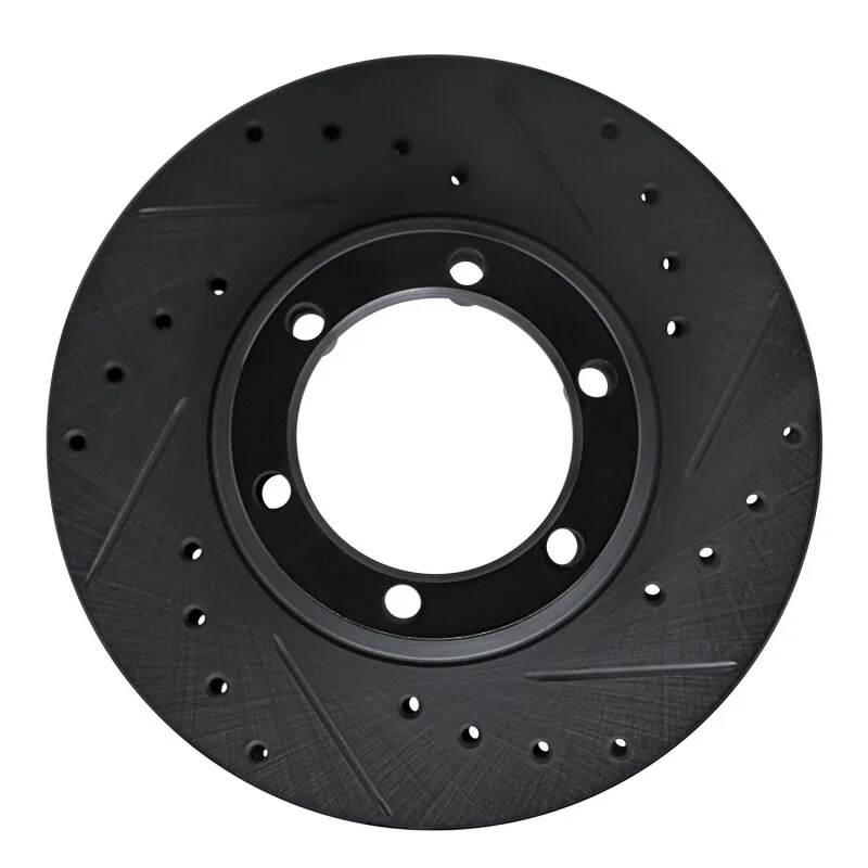 R1 Concepts 633-72048R, R1 81-87 Dodge D50 Front Right Drilled & Slotted Black Brake Rotor