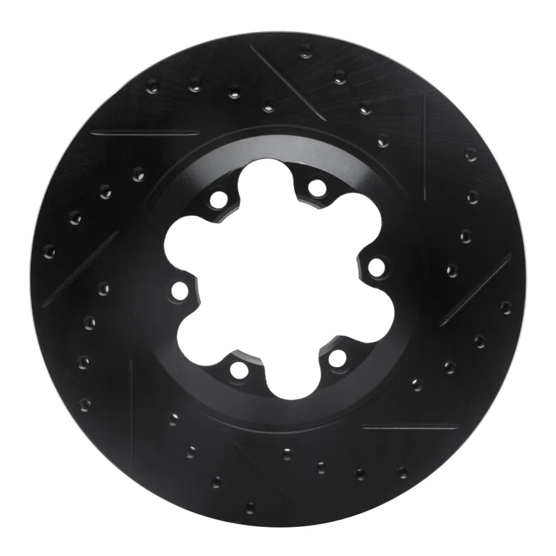 R1 Concepts 633-48049R, R1 04-08 Chevrolet Colorado Front Right Drilled & Slotted Black Brake Rotor