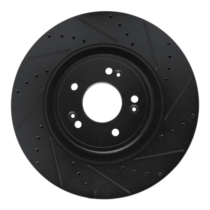 R1 Concepts 633-03058R, R1 18-20 Genesis G80 Front Right Drilled & Slotted Black Brake Rotor