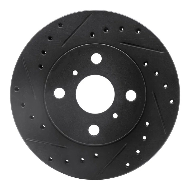 R1 Concepts 633-76026L, R1 86-89 Toyota Celica Front Left Drilled & Slotted Black Brake Rotor