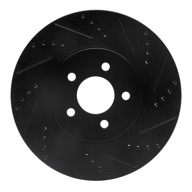 R1 Concepts 633-54036R, R1 94-04 Ford Mustang Front Right Drilled & Slotted Black Brake Rotor